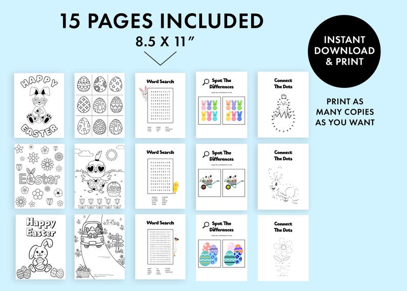 Easter Activity Pack Printable | Coloring Pages, Puzzles, Word Search ...