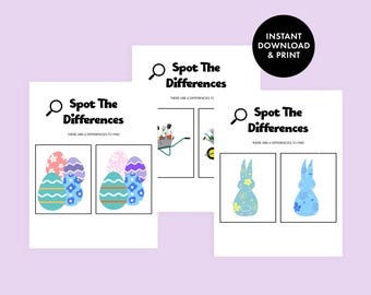 Easter Spot the Difference Bundle | Kids Visual Puzzle Pack | Spring Printable Holiday Activities, Easter Basket Filler | Instant Download