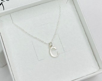 Silver Initial Letter Necklace, Personalised Necklace Gift for her, Name Jewellery, Monogram Necklace, Letter Charm Necklace, Gift Jewellery