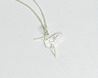 Bird Necklace Silver Hummingbird Charm Necklace, Bird Charm Necklace, Origami Hummingbird Necklace Jewellery Gift Necklaces For Women