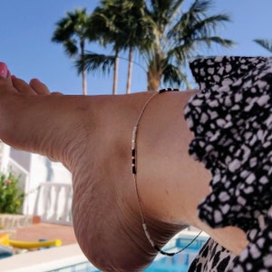 Silver Colour Bead Anklet, Sterling Silver Anklet, Colourful Ankle Bracelet, Boho Bead Anklet, Ankle Jewellery, Colourful Anklet, Colourful image 2