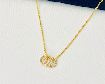 Rings Necklace Gold Multi Circle Necklace, 30th Gift, 40th Gift, 50th Gift, 60th Gift, Milestone Gift Family Necklace For Mum, 14K Gold Fill