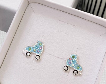 Roller Skate Stud Earrings Roller Skating Lover, Retro Jewellery Roller Skate Earrings Kids Roller Skate Gift Retro Skater Gift Fun Earrings