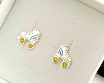 Silver Roller Skate Stud Earrings Roller Skating Lover, Retro Jewellery Roller Skate Earrings Kids Roller Skate Gift Retro Skater Gift