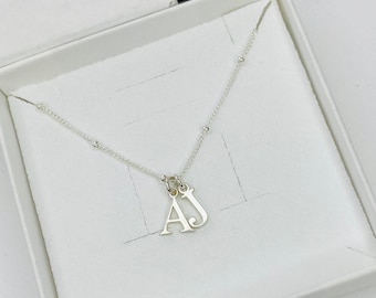 Custom Initial Necklace Sterling Silver Personalised Initial Necklace Multi Letter Personalised Gift Jewellery, Monogram Gift For Her