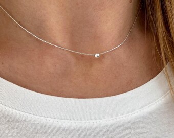 Silver Bead Necklace, Sterling Silver Necklace, Bead Necklace Minimalist, Delicate Jewellery, Dainty Bead Necklace