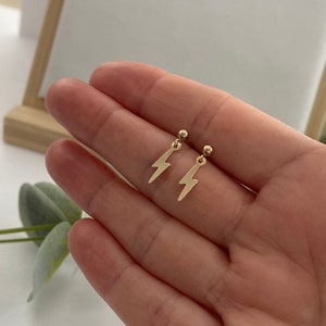 Gold Lightning Bolt Earrings Lightning Bolt Drop Earrings Thunder Bolt Gold Earrings Everyday Earrings Lightning Strike Charm Jewellery