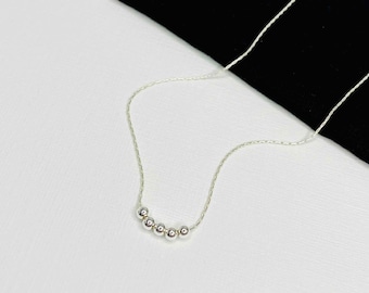 Silver Bead Necklace, Dainty Bead Jewellery, Everyday Necklace, Sterling Silver Bead Jewellery, Simple Jewellery, Delicate Necklace