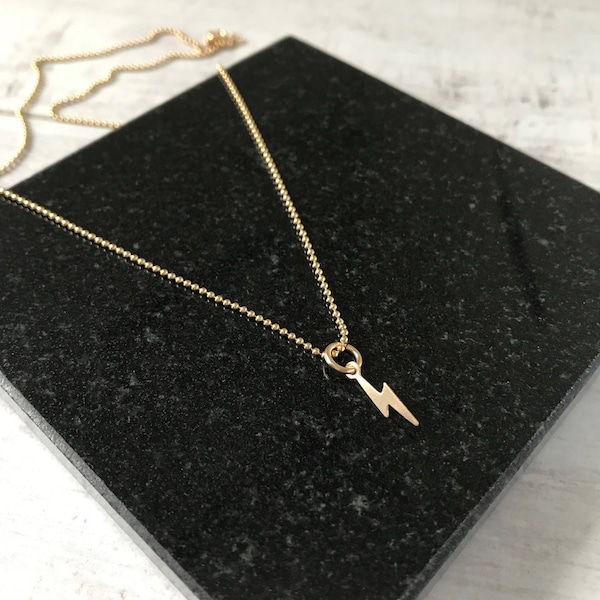 Gold Lightning Bolt Necklace Etsy