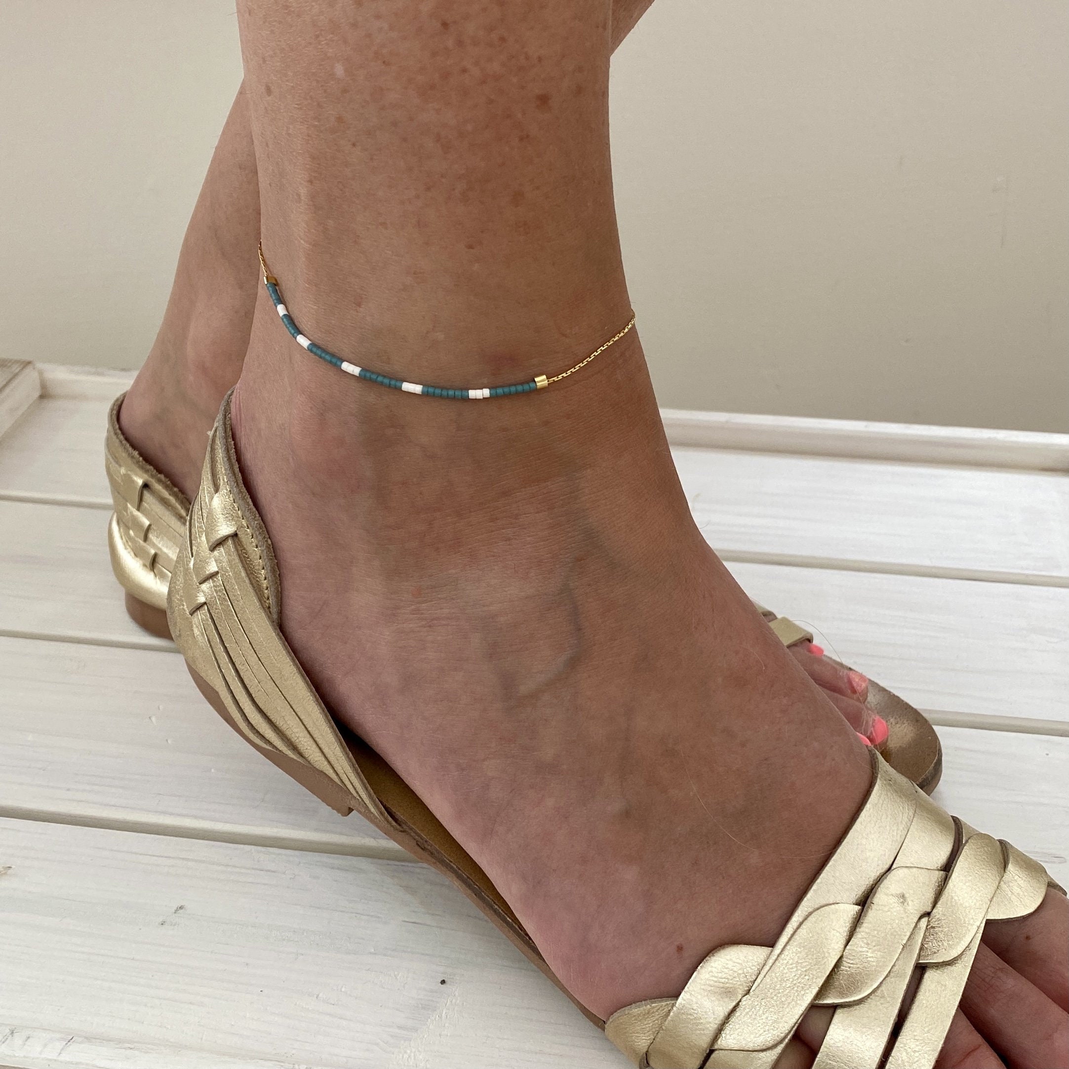Dainty Bead Anklet Gold 14K Gold Filled Ankle Bracelet Etsy