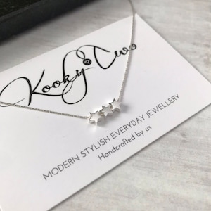 Silver Three Star Bead Necklace, Star Jewellery, Sterling Silver Necklace, Celestial Jewellery, Star Lover Gift, Beaded Necklace, Star Bead