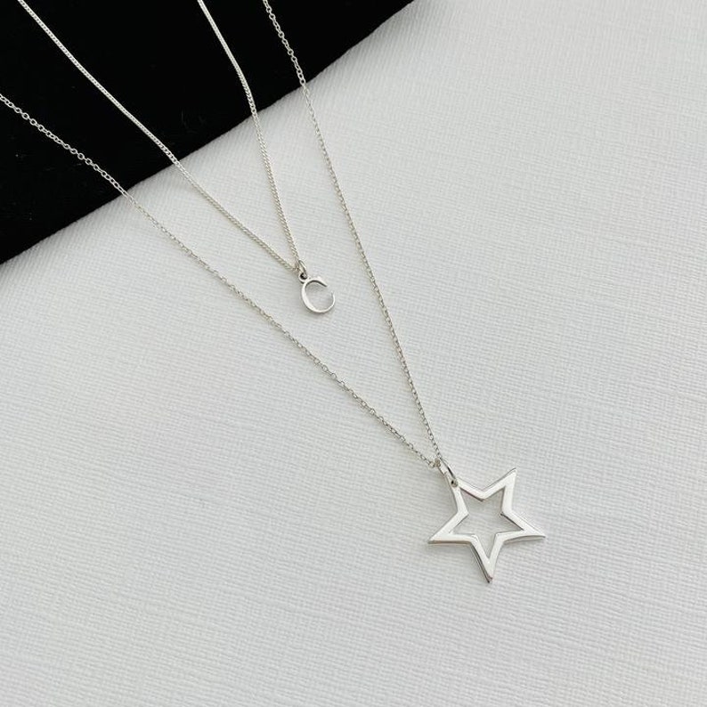 Star Jewellery Monogram Jewellery Set Jewellery Set The Claire Silver Initial /& Star Necklace Set Personalised Jewellery Set