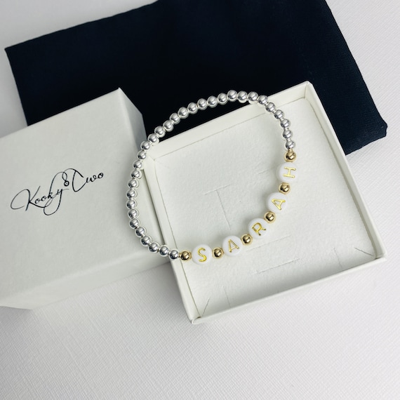 Mixed Metal Name Bracelet Custom Word Jewellery Bespoke