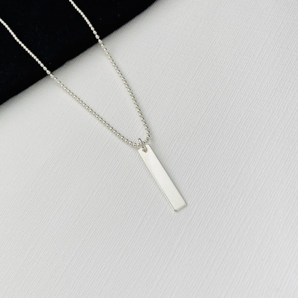 Silver Bar Necklace, Sterling Silver Vertical Bar Necklace, Everyday Jewellery, Bar Charm, Vertical Pendant, Bar Pendant, Gift, UK