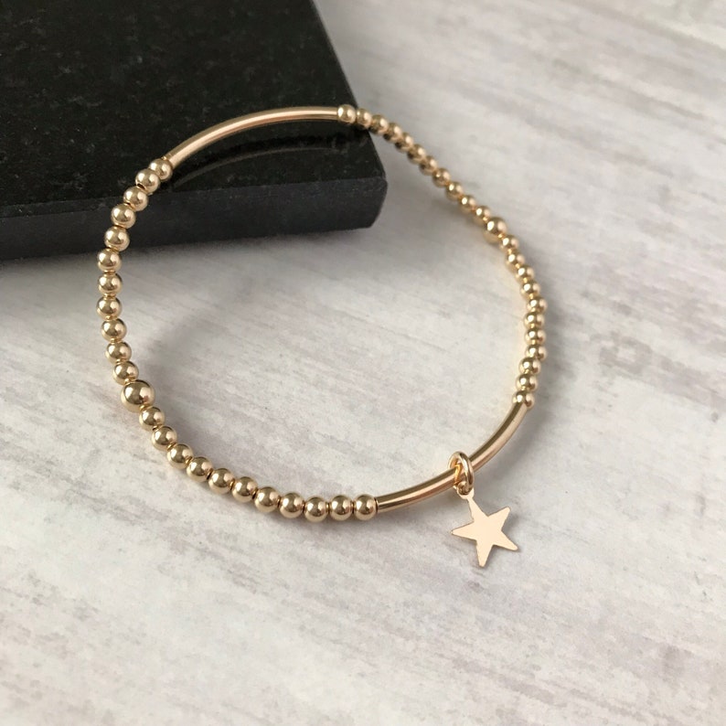 Gold Star Bracelet 14k Gold Filled Star Charm Bracelet Star Etsy