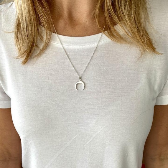 Upside Down Silver Mood Necklace Upside Down Crescent Moon