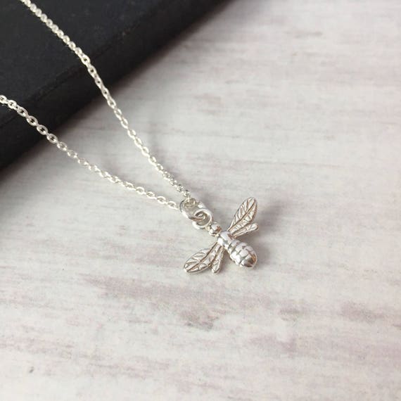 Silver Bee Necklace/Sterling Silver Bee Necklace/Bee Lover | Etsy