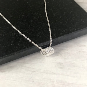 50th Birthday 5 Silver Rings Necklace, Sterling Silver 5 Circle Necklace, Silver Five Rings Necklace, Circle Necklace,