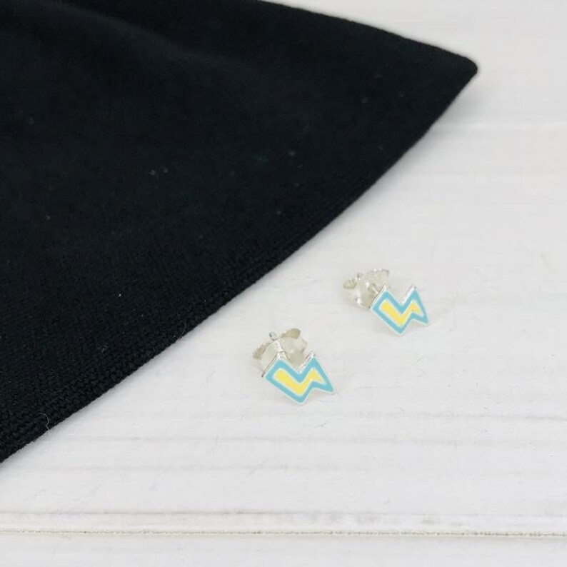 Colourful Lightning Bolt Stud Earrings Bolt Jewellery Flash Etsy