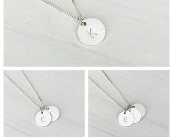 Silver Multiple Initial Disc Necklace, Sterling Silver Personalised Necklace, Multi Initial Disc, Personalised Jewellery, Unique Gift