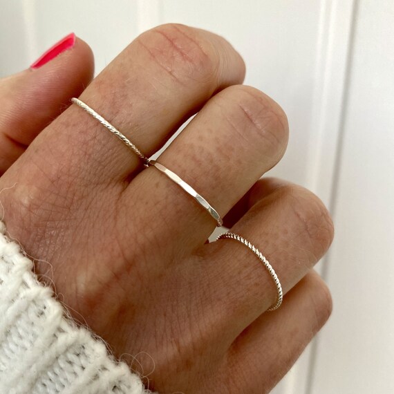 Sterling Silver Turquoise Thin Etched Stack Ring Sterling Silver Turquoise Thin Etched Stack Ring