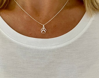 Sterling Silver Paw Print Necklace, Pet Lover Gift, Animal Paw Gift For Her