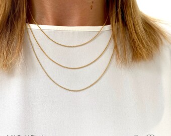Dainty Gold Chain 14K Gold Filled Delicate Chain Necklace, Simple Gold Chain No Charm Plain Gold Chain Necklace 14K Gold Filled Dainty Chain