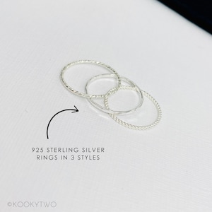 Silver Stacking Rings Dainty Sterling Silver Rings Stackable Jewellery ...