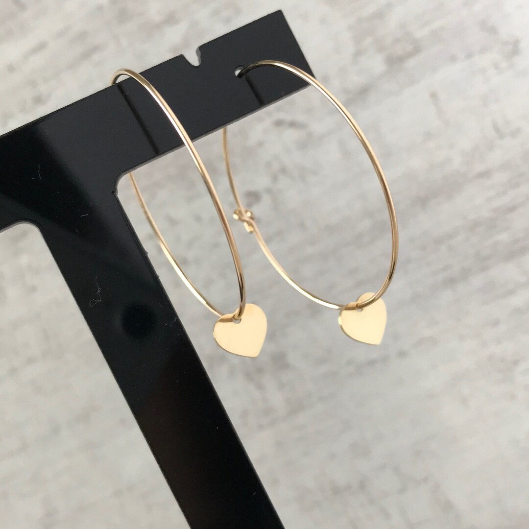 Gold Heart Hoop Earrings, Gold Hoop Earrings, Heart Jewellery, Dainty ...