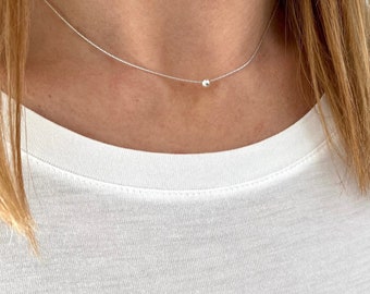 Collier de perles en argent, Collier en argent sterling, Collier de perles, Bijoux en perles, Collier boule, Bijoux en perles d'argent, Cadeau collier délicat