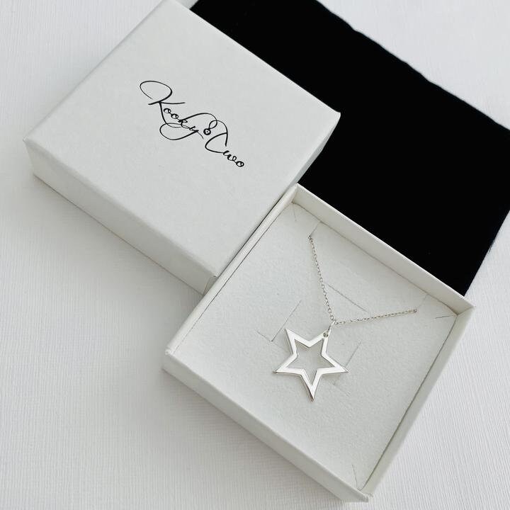 Silver Open Star Necklace Celestial Jewellery Sterling - Etsy
