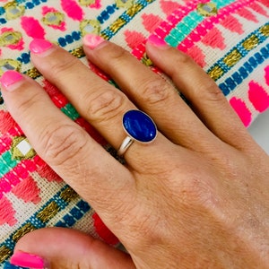 Lapis Lazuli Ring, Sterling Silver Adjustable Ring, Lapis Lazuli Gemstone, Blue Gemstone, Gemstone Jewellery, Blue Ring, Arthritis Ring image 4