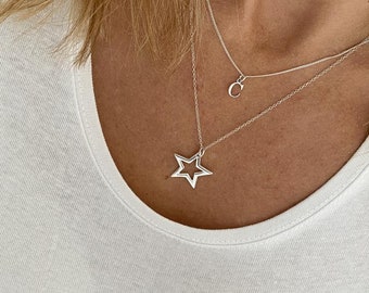 Silver Initial & Star Necklace Set, Jewellery Set, Personalised Jewellery Set, Star Jewellery, Monogram Jewellery Set, Jewellery Bundle Gift