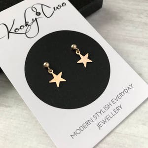 Gold Star Earrings, Dangle Stud Earrings, Star Jewellery, French Drop Earrings, Gold Star Jewellery, Everyday Earrings, Gold Gift Jewellery