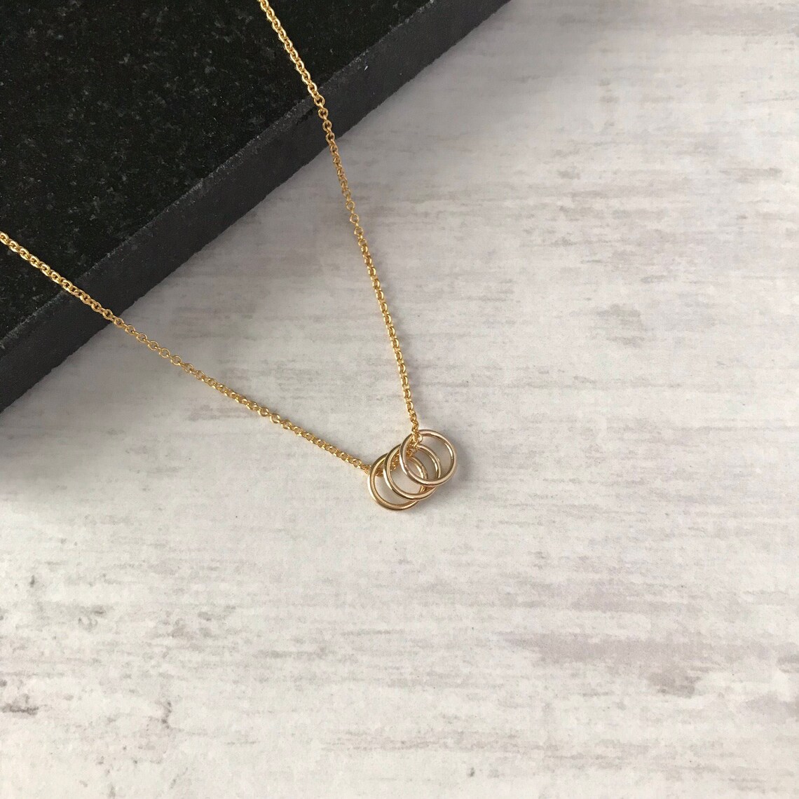 30th Birthday Three Gold Rings Necklace 3 Circle Necklace Etsy UK