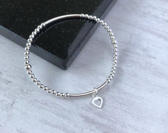 Silver Open Heart Bracelet,  Heart Jewellery, Dainty Heart Bracelet, Wedding Jewellery Gift, Lovers Gift Jewellery