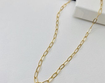 Gold Chain Necklace, Rectangle Link Jewellery, Paperclip Jewellery, Gold Jewellery, On Trend Jewellery, Chunky Chain, Minimalist Necklace