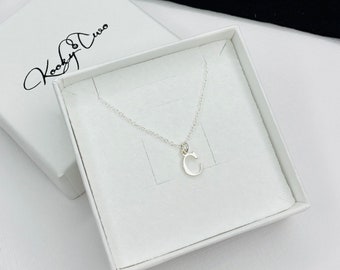 Silver Initial Letter Necklace, Personalised Necklace Gift for her, Name Jewellery, Monogram Necklace, Letter Charm Necklace, Gift Jewellery
