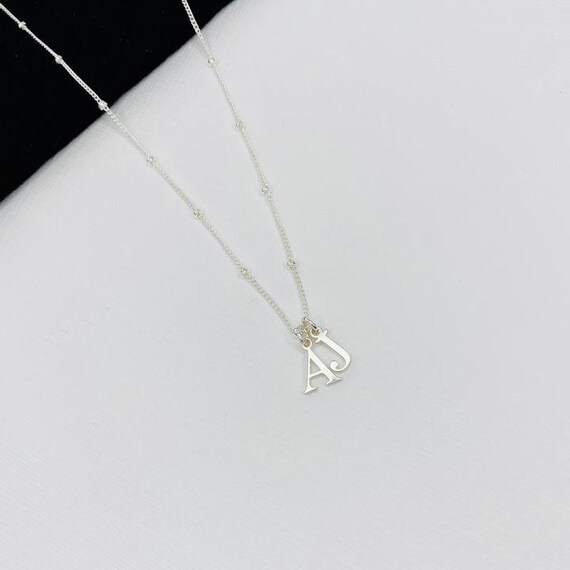 Silver Double Initials Necklace 