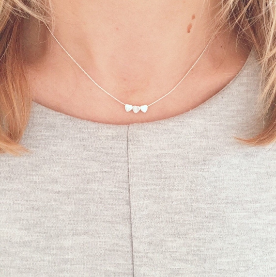 3 heart on sale necklace sterling silver
