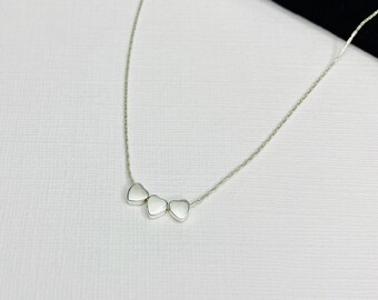 Dainty Sterling Silver Three Heart Necklace, 30th Birthday Gift