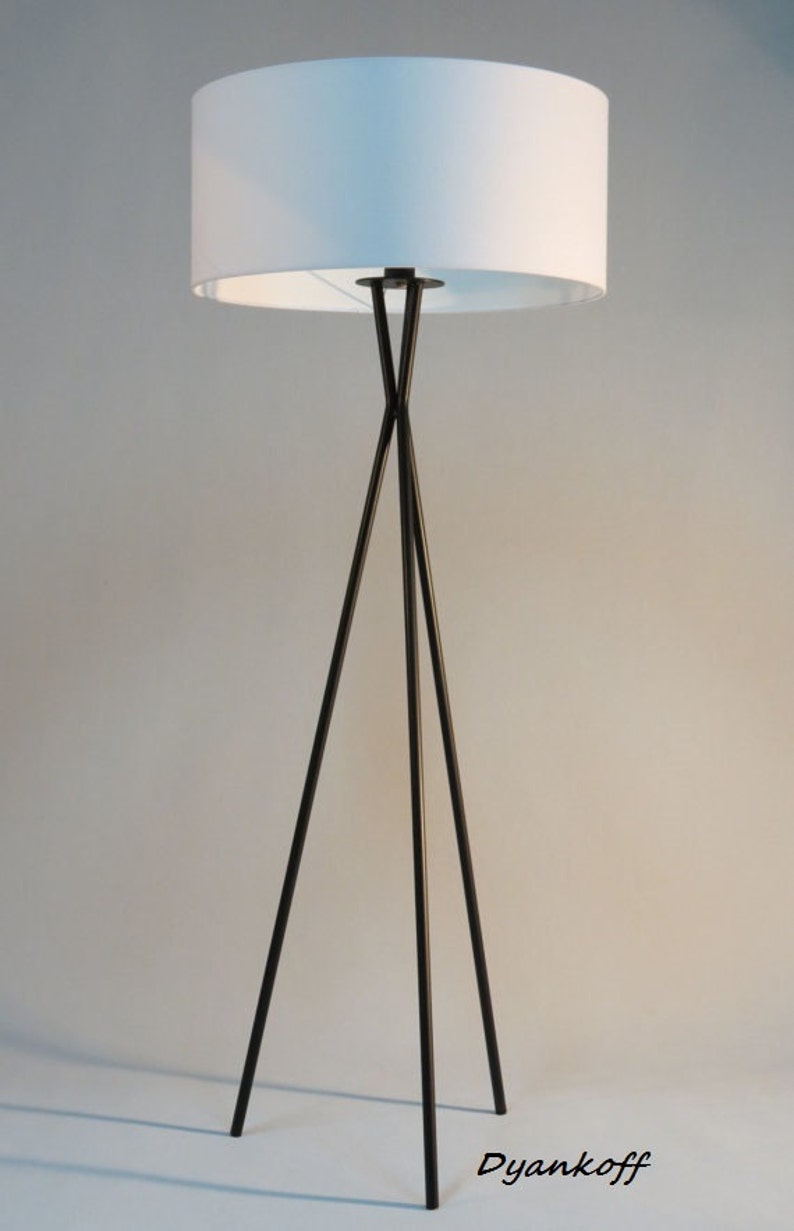drum lampshade Model Vesi Handmade tripod floor lamp with black colored metal stand different colors lampshades modern style