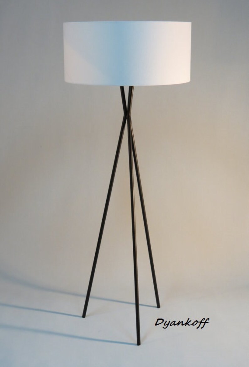 drum lampshade Model Vesi Handmade tripod floor lamp with black colored metal stand different colors lampshades modern style