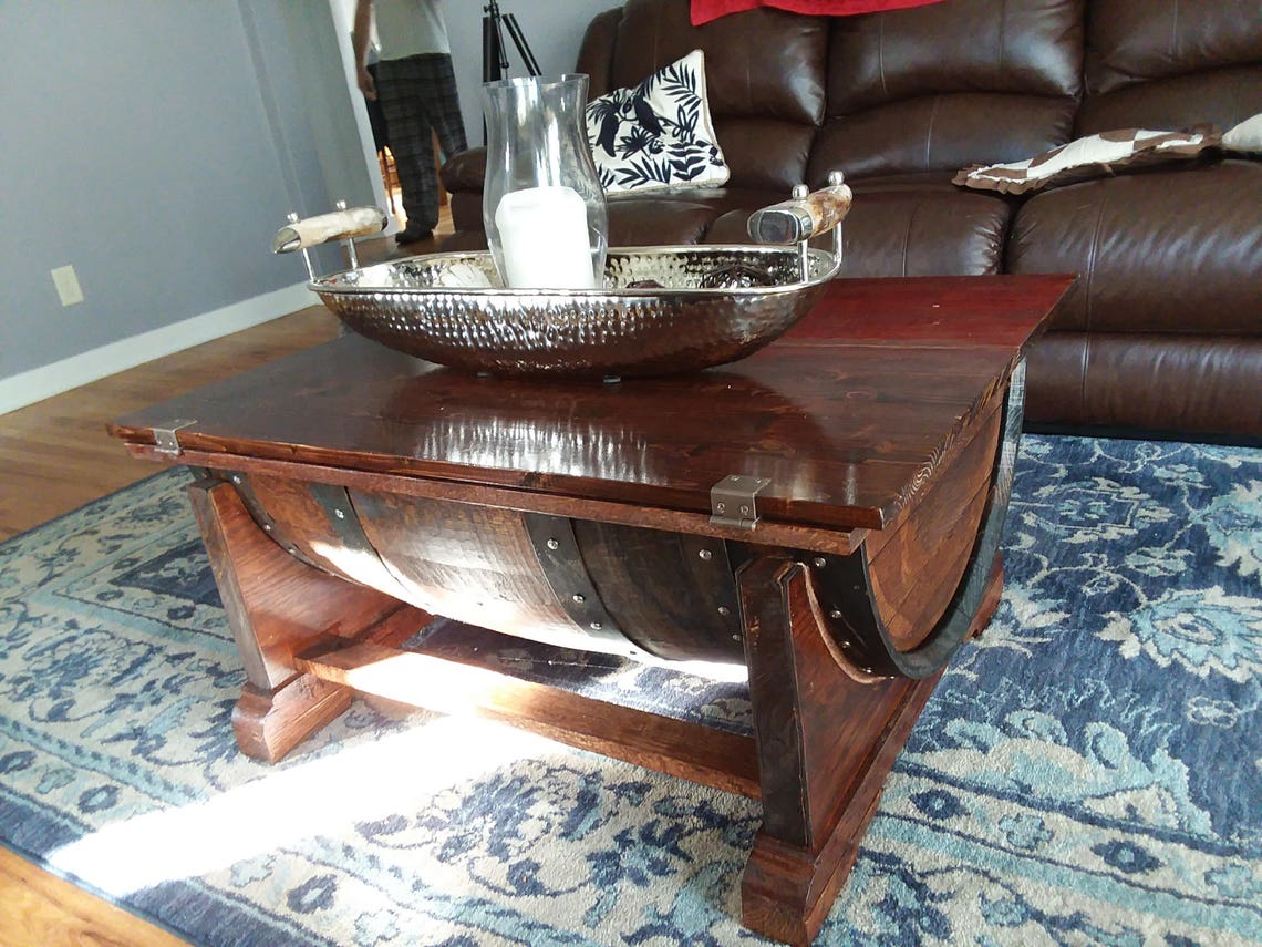 Whiskey Barrel Coffee Table Custom Made Etsy