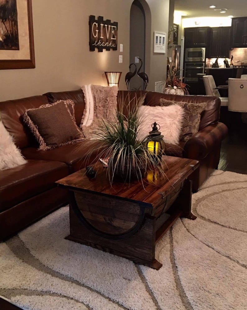 Whiskey Barrel Coffee Table Custom Made Etsy