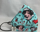 Sailor Face Mask Handmade 2 Layer Reusable Washable Comfortable Nose adjuster Made in USA