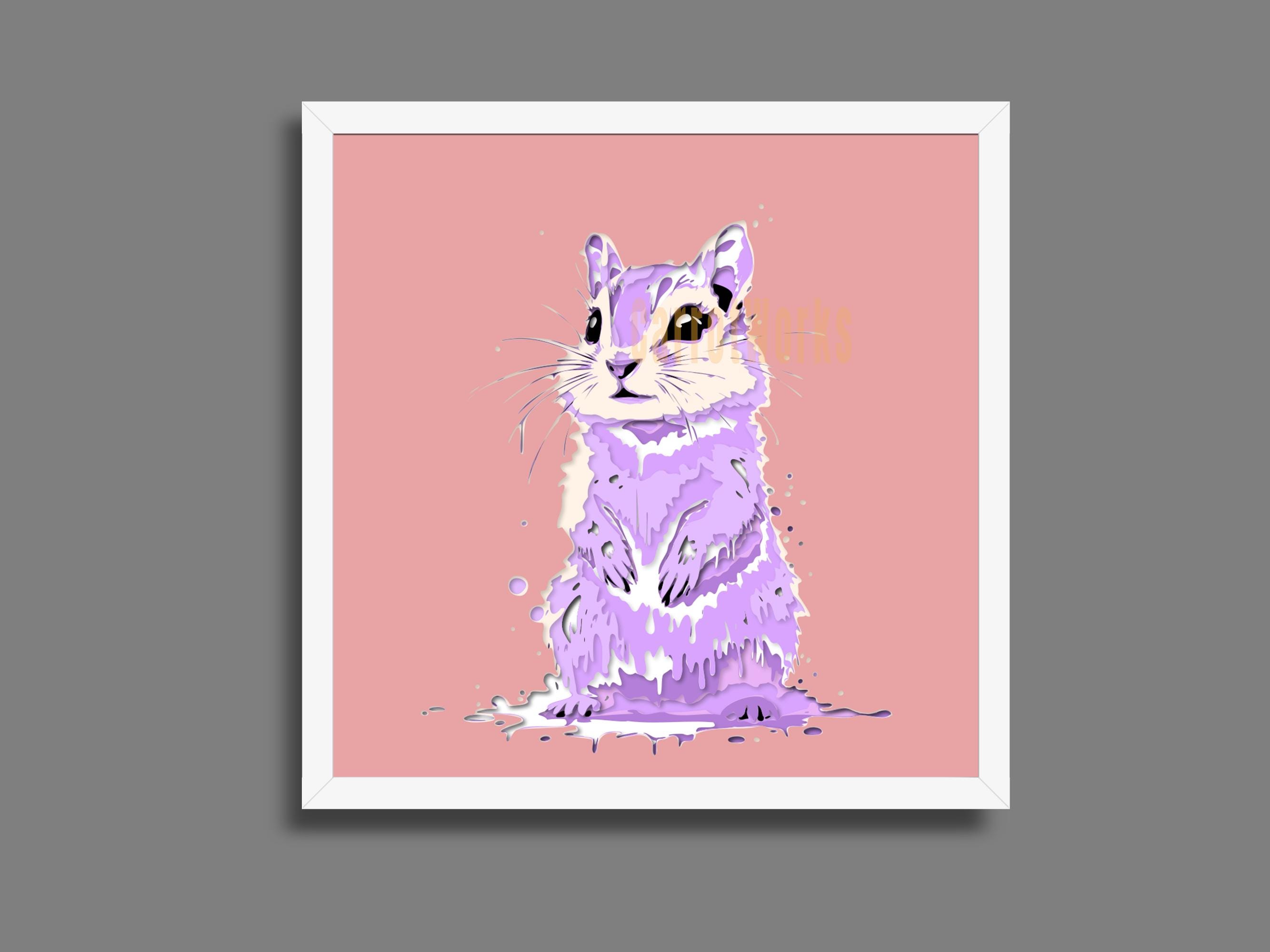 Chipmunk Shadow Box Art: Paint Drip Design, Laser Cut File (SVG, PNG ...