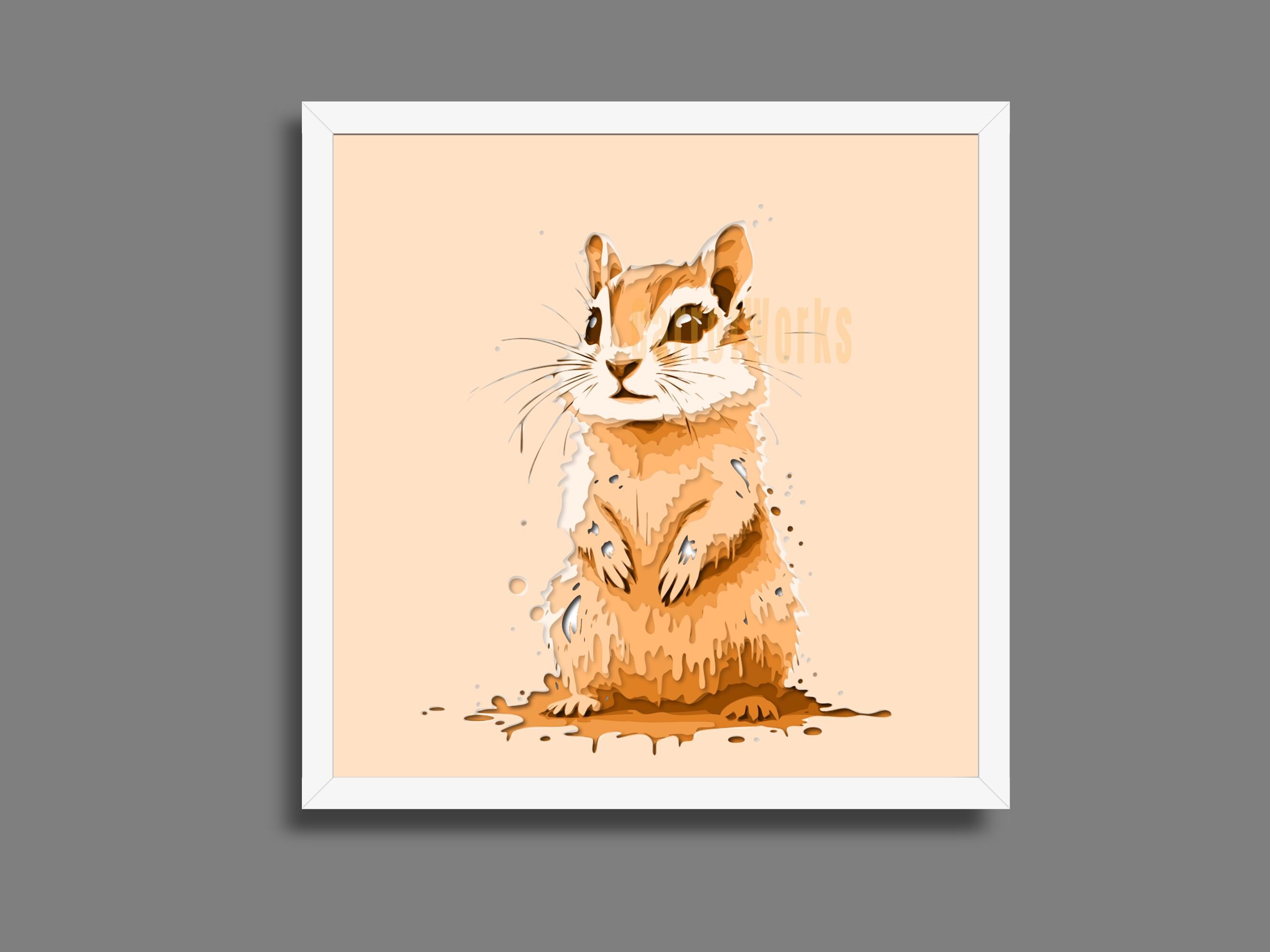 Chipmunk Shadow Box Art: Paint Drip Design, Laser Cut File (SVG, PNG ...
