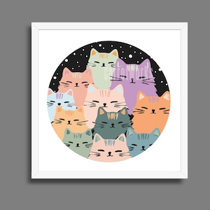 Many Cats Art Shadow Box, Shadow Box Templates,  Laser Cut File, GlowForge, File, DXF, Cricut File SVG, PNG, Cardstock,