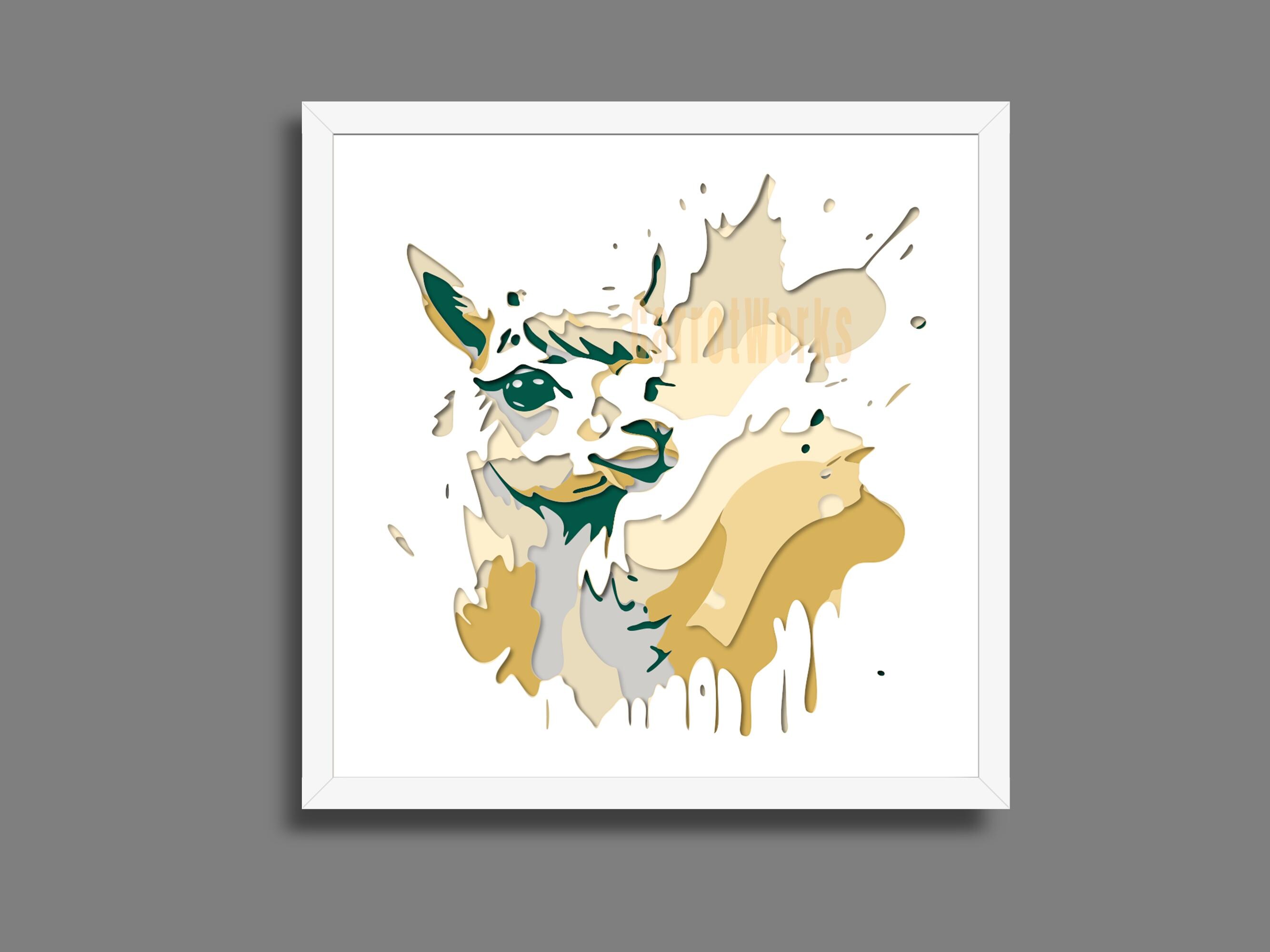 Alpaca Splash Paint Layered Art Shadow Box Shadowbox: Laser Cut File ...
